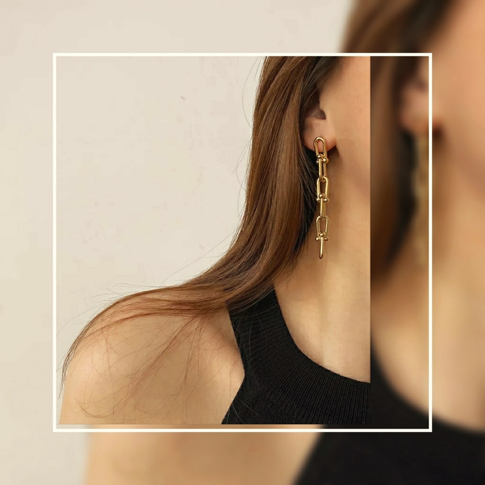 Earrings drop  Golden HQ Thick link Chained 2021